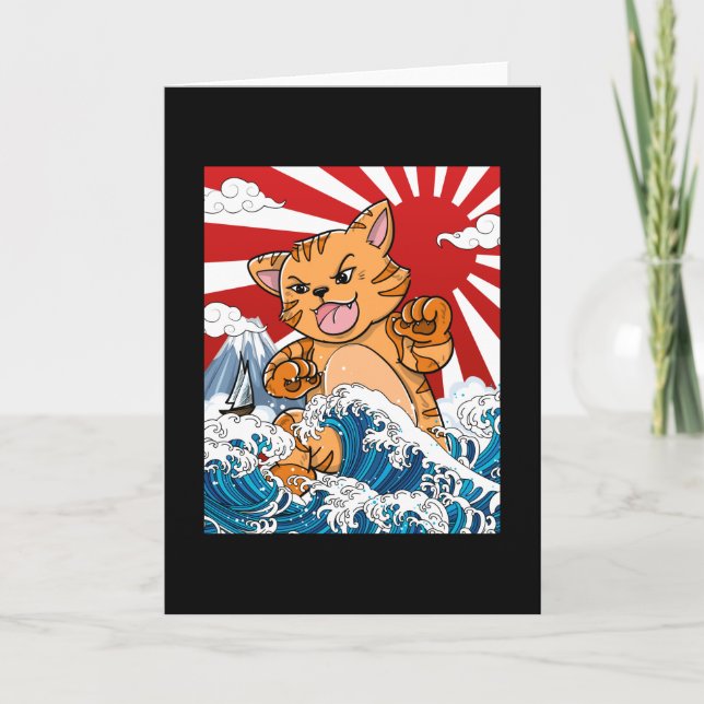 Cartão Anime Gata Kaiju japonês Manga kawaii otaku (Frente)