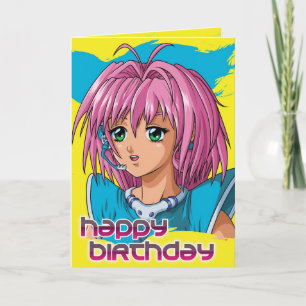 Cartão Anime Girl Birthday