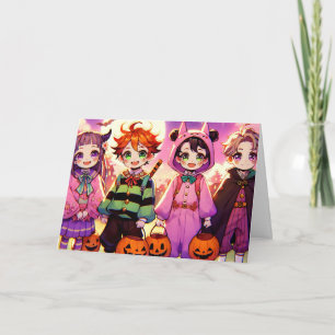 Cartão Anime Kid está no Dia das Bruxas