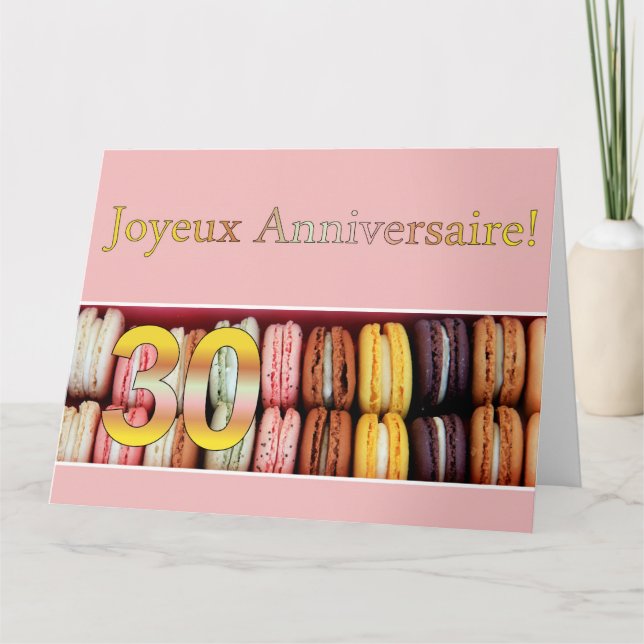 Cartão Aniversaire 30 francês Macaron-Joyeux Anniversaire (Frente)