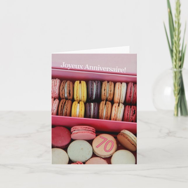 Cartão Aniversaire 70 francês Macaron-Joyeux Anniversaire (Frente)