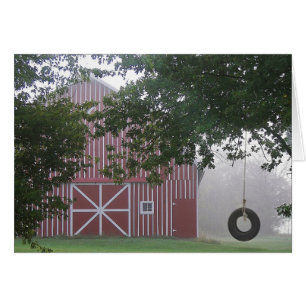 Cartão aniversariante vermelho e branco listrado
