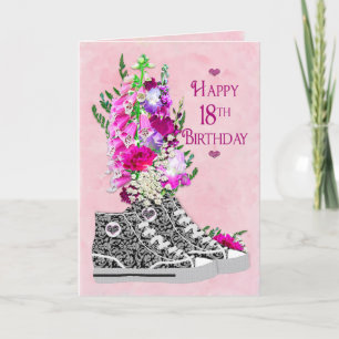 Cartão Aniversário 18, Meninas, tênis Ricos preto/branco