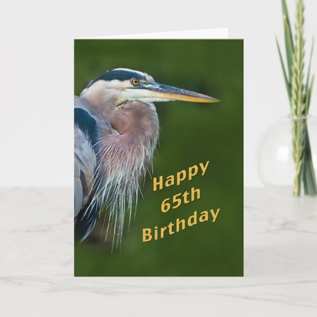 Cartão Aniversário, 65º, Excelente Blue Heron Bird Card (Frente)