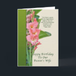 Cartão Aniversário, a esposa do pastor, tipo de flor<br><div class="desc">Este o tipo de flor cor-de-rosa é uma maneira perfeita de dizer "o feliz aniversario" a uma esposa especial do pastor ou do ministro.  Sinta livre mudar o interior do cartão para serir suas necessidades.</div>