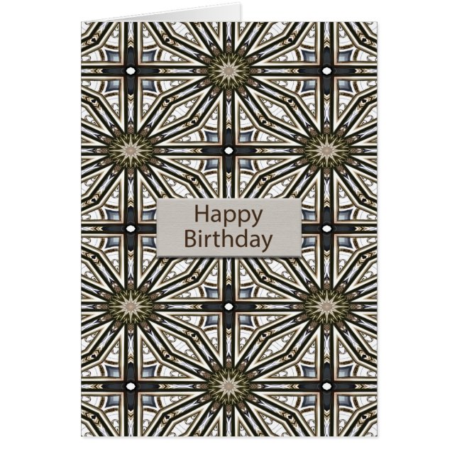 Cartão Aniversário Abstrato Mandala Design (Frente)