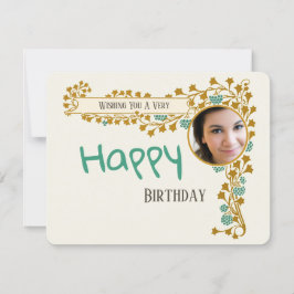 Cartão Aniversário Adicionar Fotografia Art Nouveau CC101