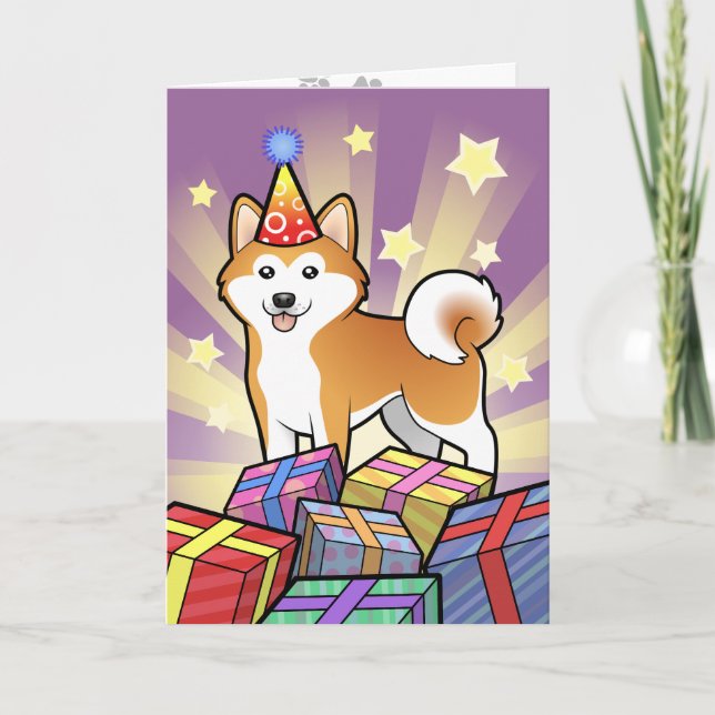 Cartão Aniversário Akita Inu/Shiba Inu (Frente)