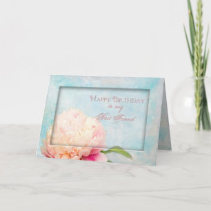 Cartão Aniversário - Amigo, Flor de Peony Fechado