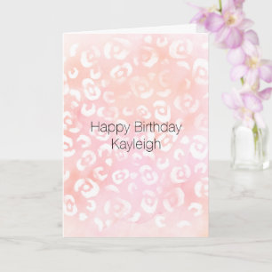 Cartão Aniversário Animal Leopardo Rosa Bege Feminino