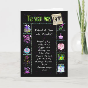 Cartão Aniversário Ano 1970 Diversão Fatos
