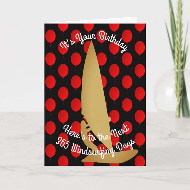 Cartão Aniversário aos próximos 365 dias Windsurfing (Frente)