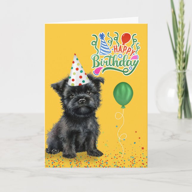Cartão Aniversário atrasado Cachorro Affenpinscher num Ch (Frente)