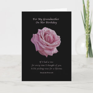 Cartão Aniversário, avó, rosa rosa rosa rosa no preto