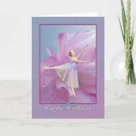 Cartão Aniversário, Ballerina a rosa e azul