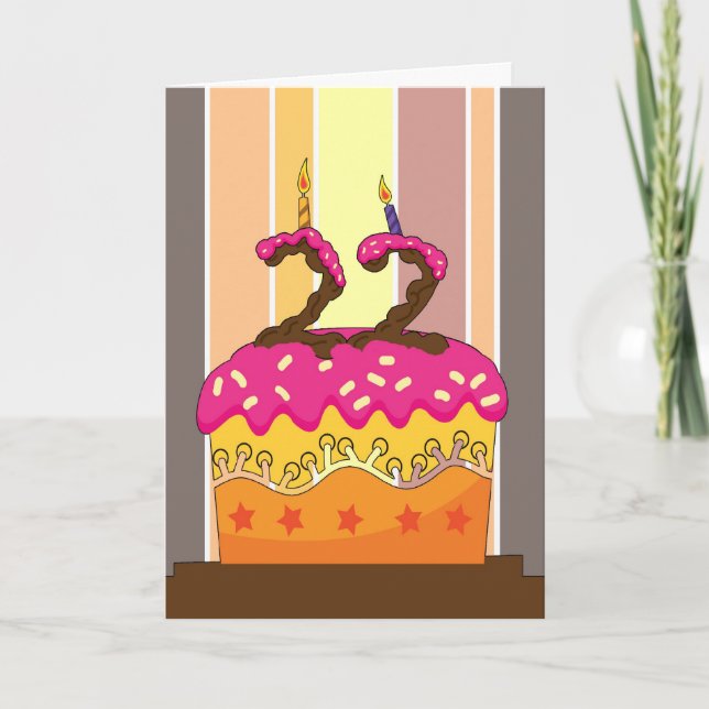 Cartão aniversário - bolo com velas 22 - 2ò aniversário (Frente)