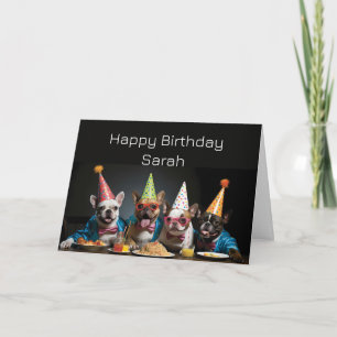 Cartão Aniversário Cachorros Engraçados Nome Personalizad