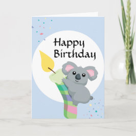 Cartão Aniversário carnudo bonito da ilustração do Koala