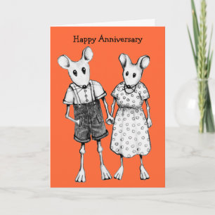 Cartão Aniversário: Casal De Mouse Cute No Lápis
