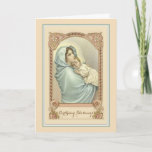 Cartão Aniversário católico de Jesus da Virgem Maria<br><div class="desc">Esta é uma imagem católica tradicional bonita da mãe abençoada Mary do Virgin que guardara o bebê Jesus em seus braços.  Todo o texto e pias batismais podem ser alterados.</div>