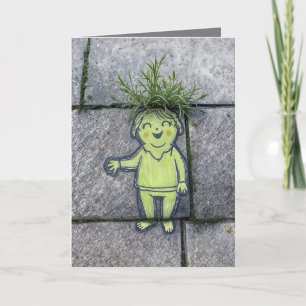 Cartão Aniversário Chalk Doodle Street Arte de uma Mulher