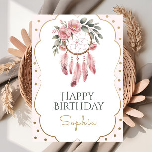 Cartão Aniversário Chic Floral Boho