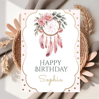 Cartão Aniversário Chic Floral Boho