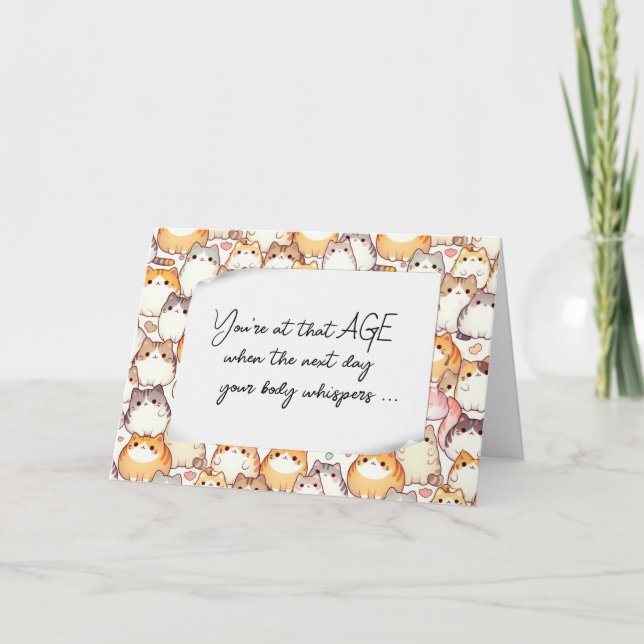 Cartão Aniversário Chubby Cartoon Gata Humor (Frente)