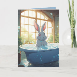 Cartão Aniversário Coelhinho Em Bubble Bath