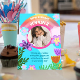 Cartão Aniversário Colorido do Jardim Arco-Íris