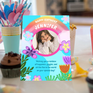 Cartão Aniversário Colorido do Jardim Arco-Íris