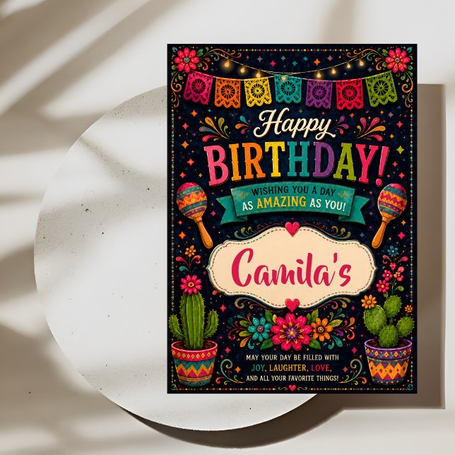 Cartão Aniversário Colorido Fiesta (Criador carregado)