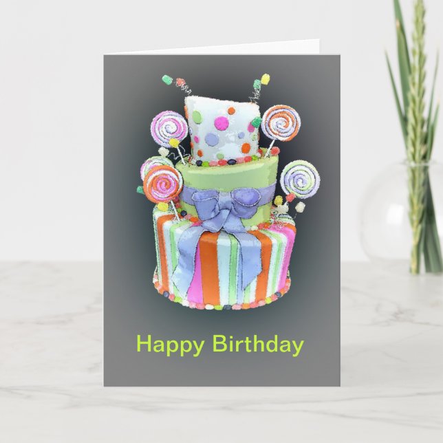 Cartão Aniversário com Bolo Fantástico (Frente)