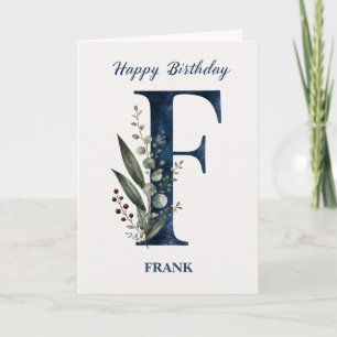 Cartão Aniversário com Letra F para Ele Personalizado Nom