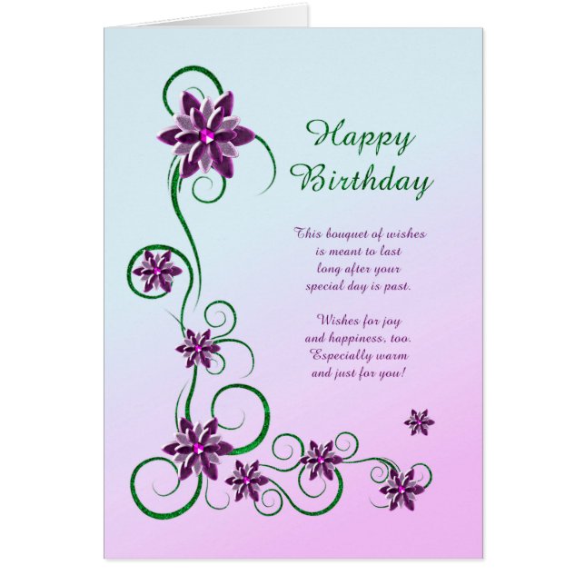 Cartão Aniversário com Rolos e Flores (Frente)