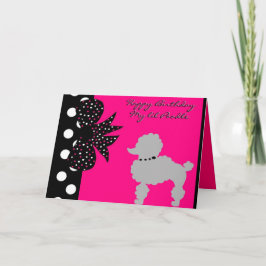 Cartão Aniversário cor-de-rosa da caniche