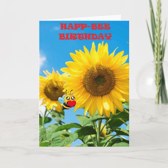 Cartão Aniversário da Abelha-Happ (Frente)