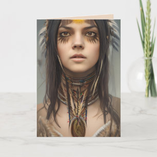 CARTÃO ANIVERSÁRIO DA ARTE INDIANA NATIVA AMERICANA