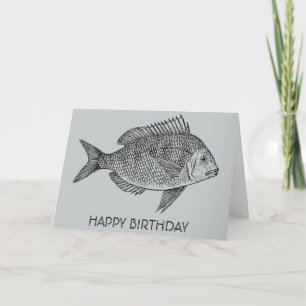 Cartão Aniversário da arte marinha náutica dos peixes d
