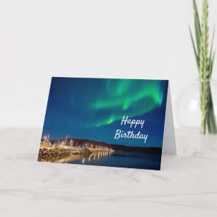 Cartão Aniversário da aurora boreal