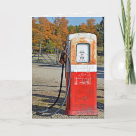 Cartão Aniversário da Bomba de Gasolina Retro