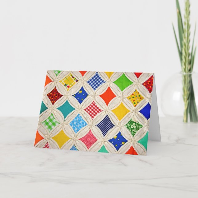Cartão Aniversário da Cathedral Window Quilt (Frente)
