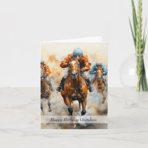 Cartão Aniversário da Corrida de Cavalo do neto