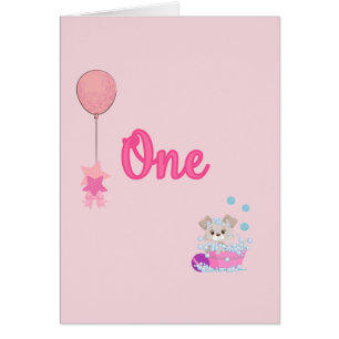 Cartão Aniversário da Criança de Um Ano no Banheiro
