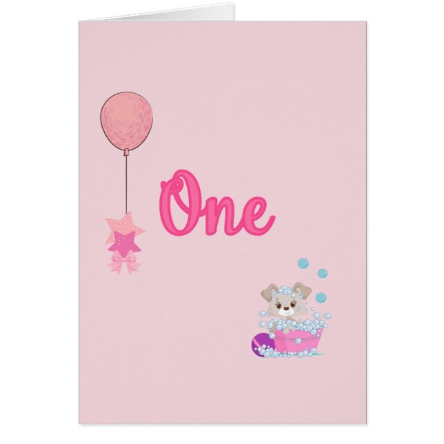 Cartão Aniversário da Criança de Um Ano no Banheiro (Frente)