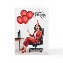 Aniversário da empresária em vermelho, presidente 