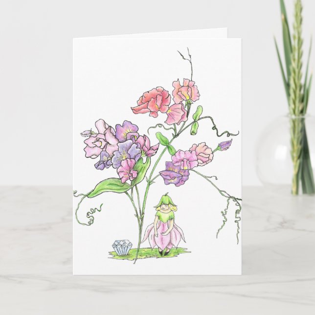 Cartão Aniversário da fada de abril (Frente)