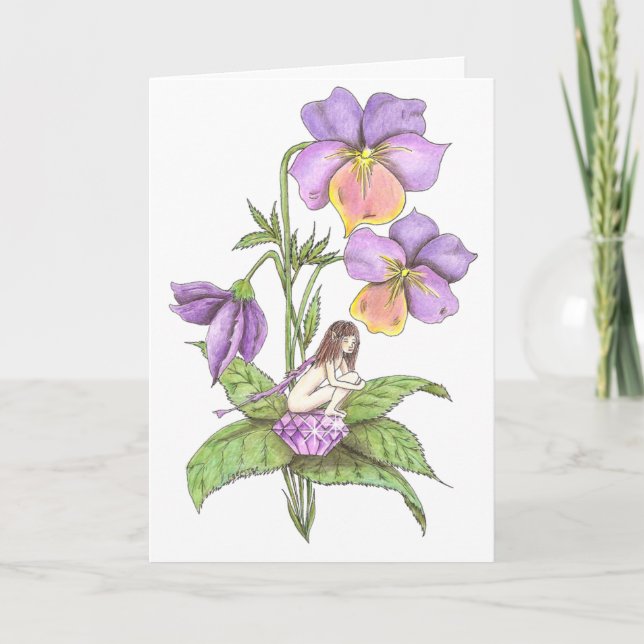 Cartão Aniversário da fada de fevereiro (Frente)