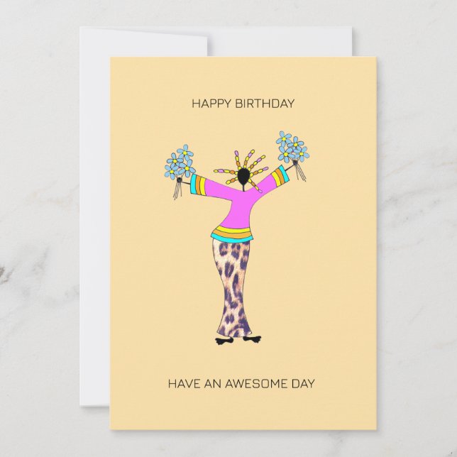 Cartão Aniversário da Felicidade Arte abstrato africana (Frente)