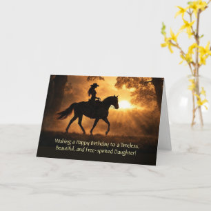 Cartão Aniversário da Filha Cowgirl Atemporal País Ociden